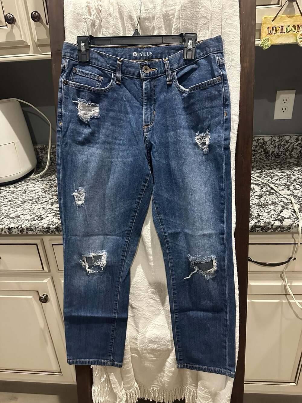 Stylus Women's Distressed Blue Denim Jeans